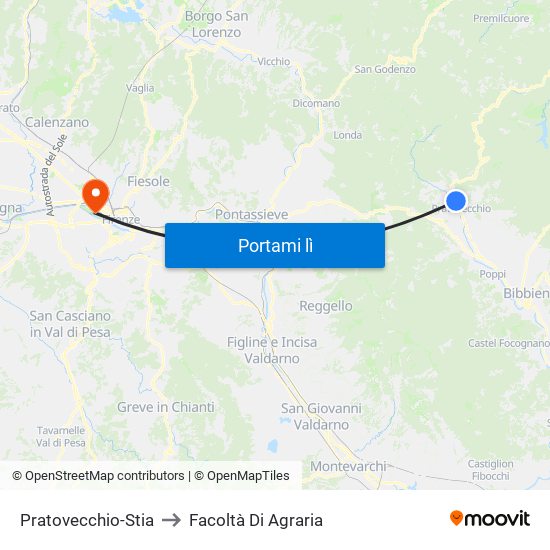 Pratovecchio-Stia to Facoltà Di Agraria map