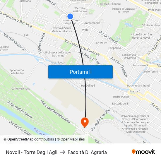 Novoli - Torre Degli Agli to Facoltà Di Agraria map