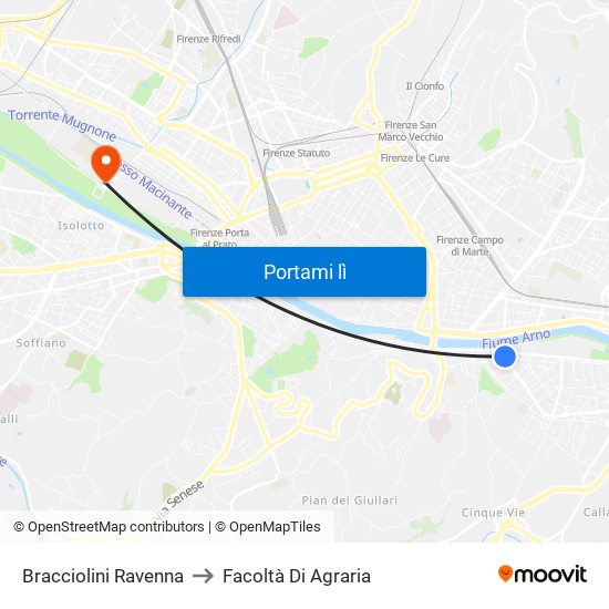 Bracciolini Ravenna to Facoltà Di Agraria map