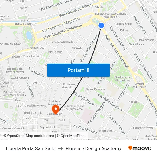 Libertà Porta San Gallo to Florence Design Academy map