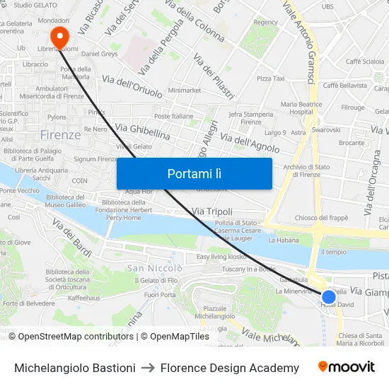 Michelangiolo Bastioni to Florence Design Academy map