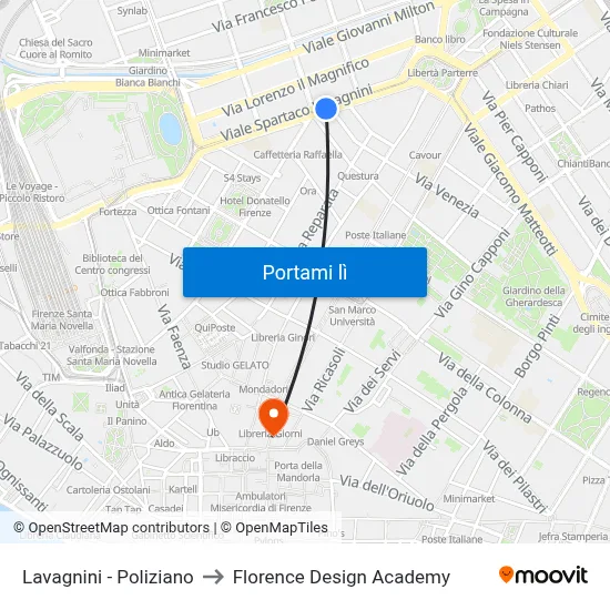 Lavagnini - Poliziano to Florence Design Academy map