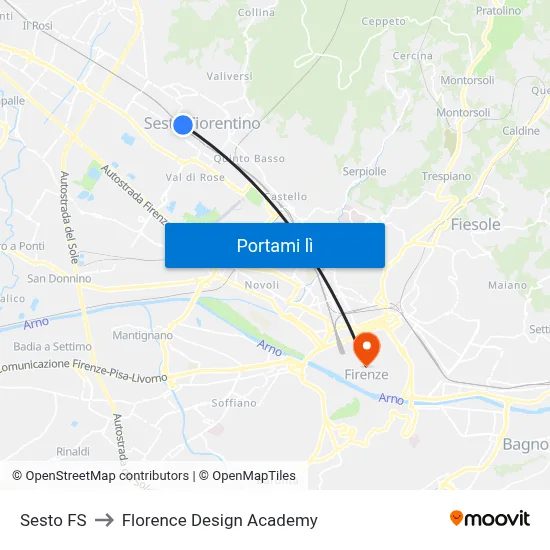 Sesto FS to Florence Design Academy map