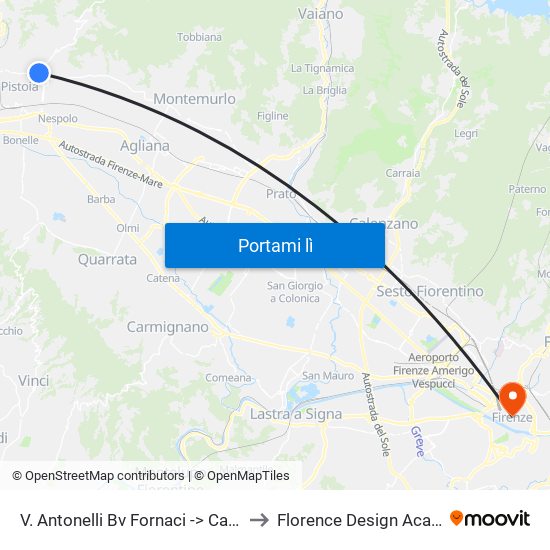 V. Antonelli Bv Fornaci -> Candeglia to Florence Design Academy map