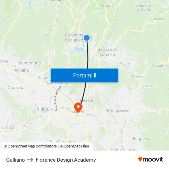 Galliano to Florence Design Academy map