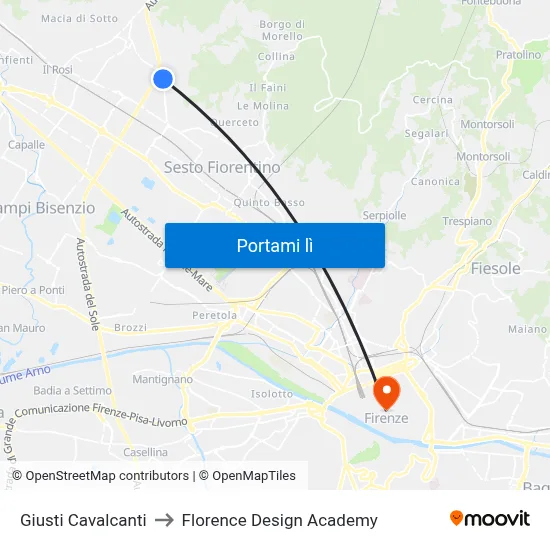 Giusti Cavalcanti to Florence Design Academy map