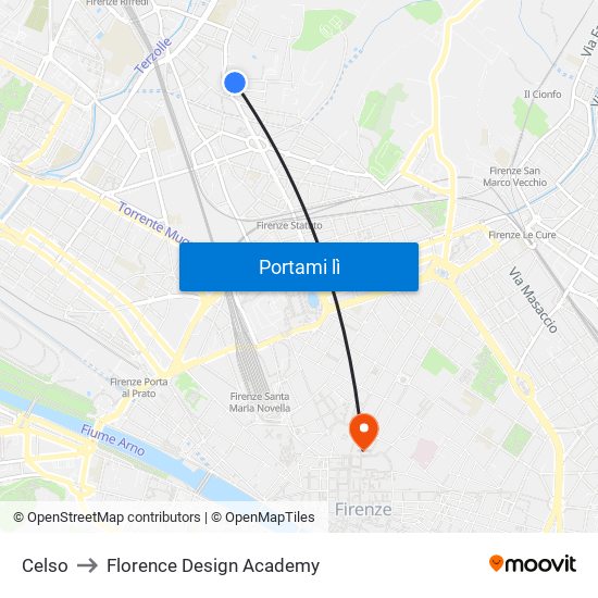 Celso to Florence Design Academy map