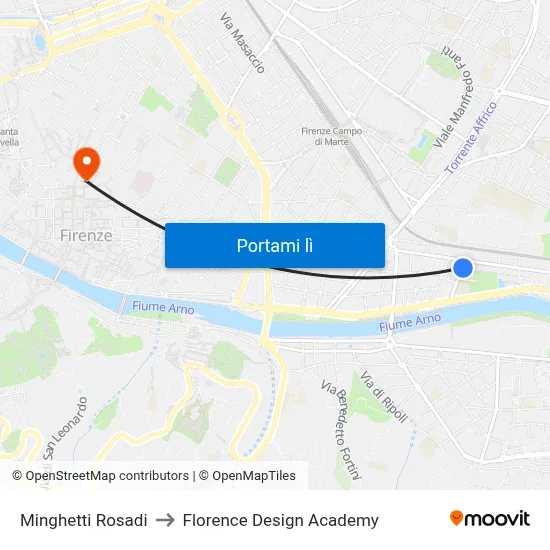 Minghetti Rosadi to Florence Design Academy map