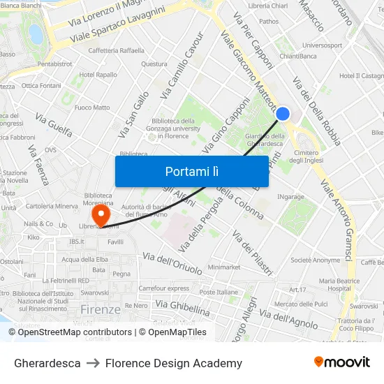 Gherardesca to Florence Design Academy map