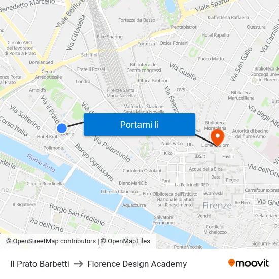 Il Prato Barbetti to Florence Design Academy map