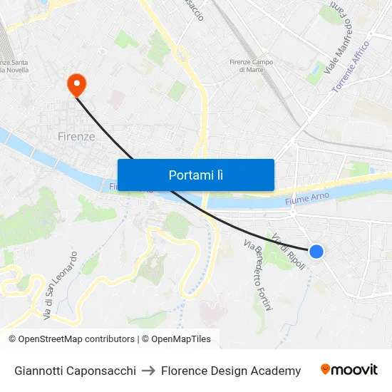 Giannotti Caponsacchi to Florence Design Academy map