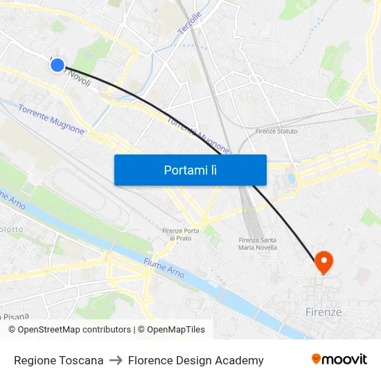 Regione Toscana to Florence Design Academy map