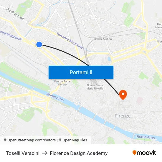 Toselli Veracini to Florence Design Academy map