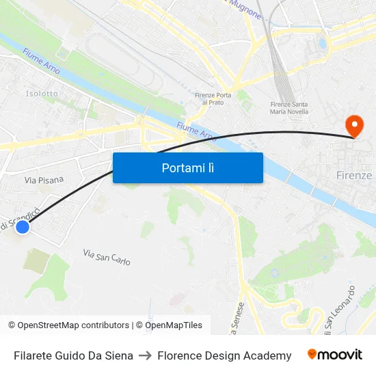 Filarete Guido Da Siena to Florence Design Academy map