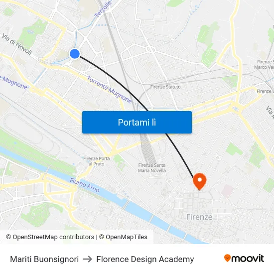 Mariti Buonsignori to Florence Design Academy map