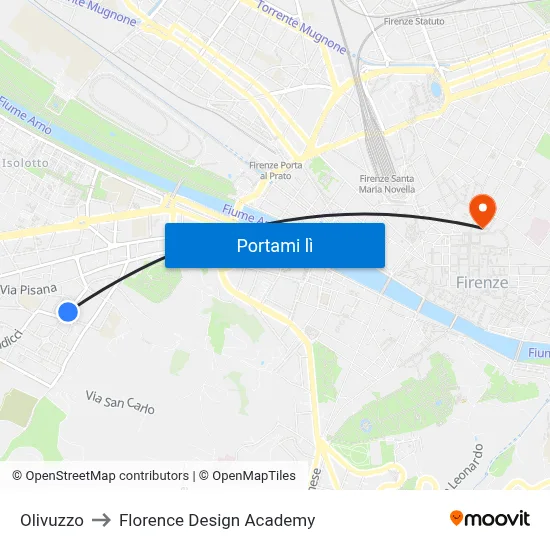 Olivuzzo to Florence Design Academy map