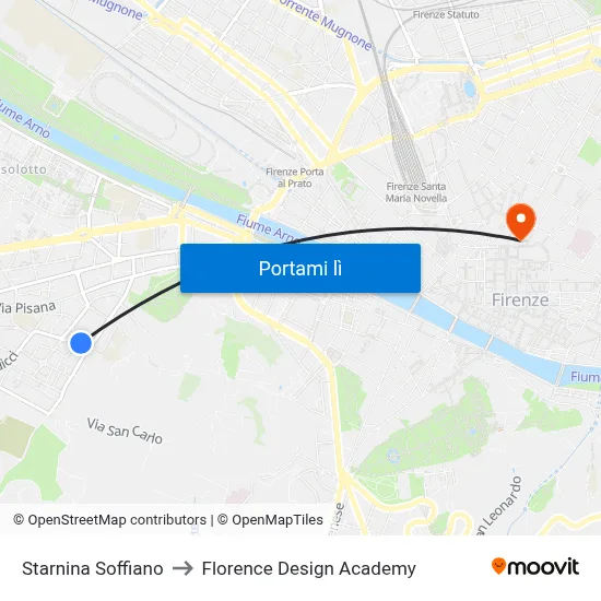 Starnina Soffiano to Florence Design Academy map