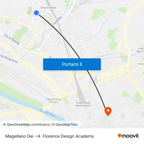 Magellano Dei to Florence Design Academy map