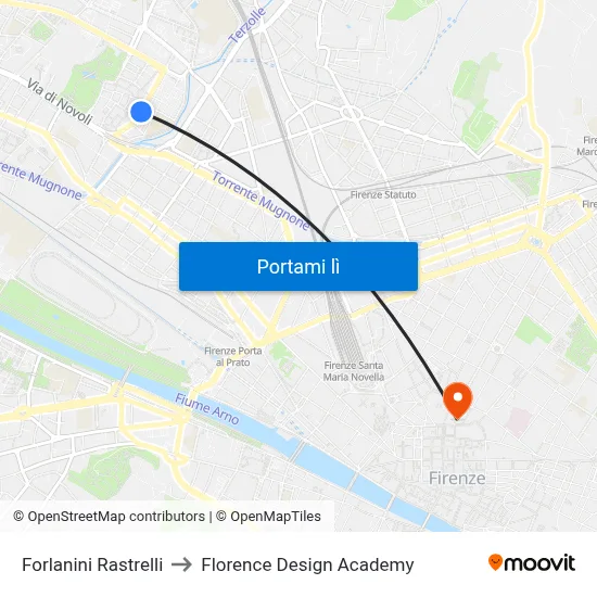 Forlanini Rastrelli to Florence Design Academy map