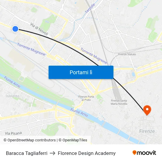 Baracca Tagliaferri to Florence Design Academy map