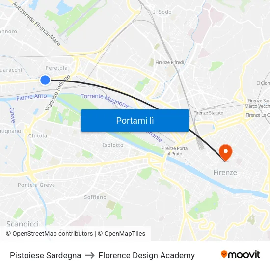 Pistoiese Sardegna to Florence Design Academy map