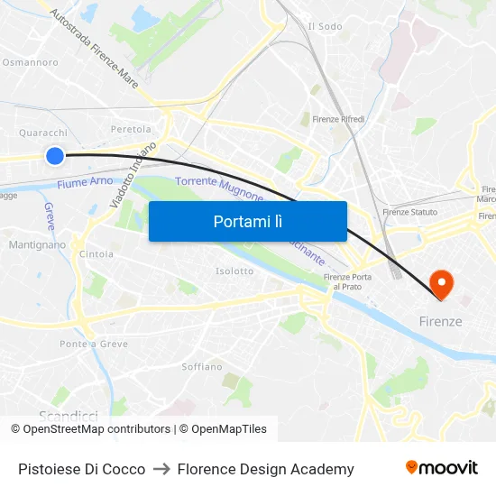 Pistoiese Di Cocco to Florence Design Academy map