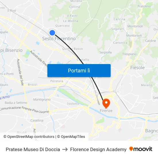 Pratese Museo Di Doccia to Florence Design Academy map