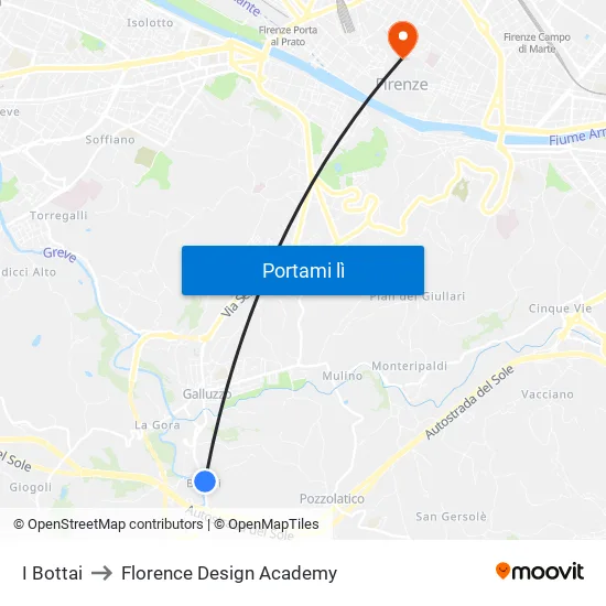 I Bottai to Florence Design Academy map