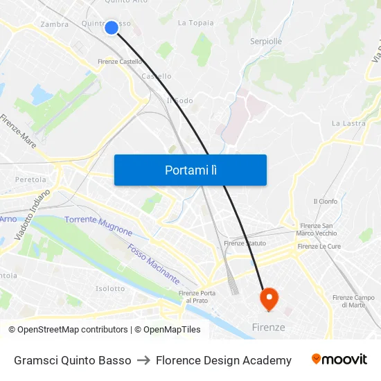 Gramsci Quinto Basso to Florence Design Academy map