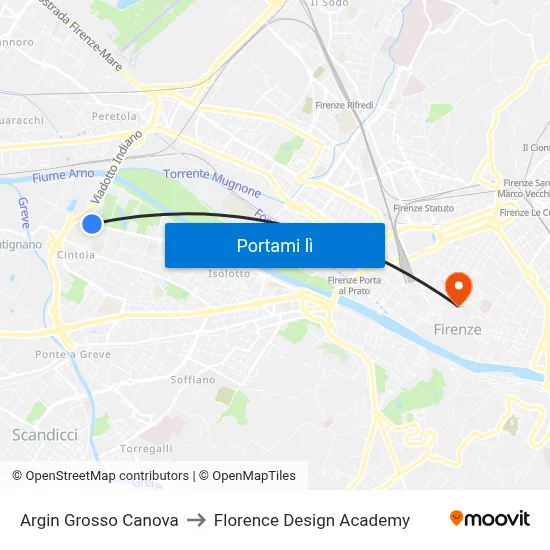 Argin Grosso Canova to Florence Design Academy map