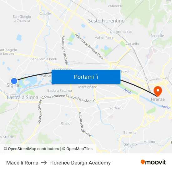 Macelli Roma to Florence Design Academy map