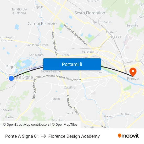 Ponte A Signa 01 to Florence Design Academy map