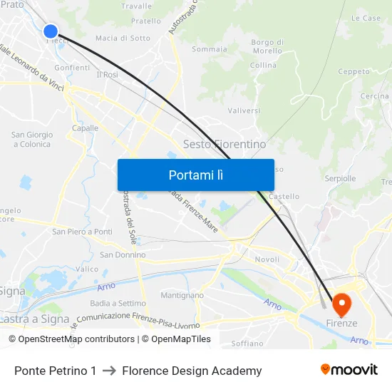 Ponte Petrino 1 to Florence Design Academy map