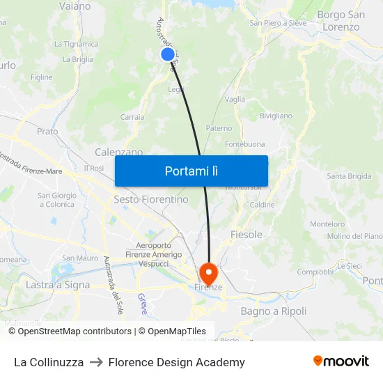 La Collinuzza to Florence Design Academy map
