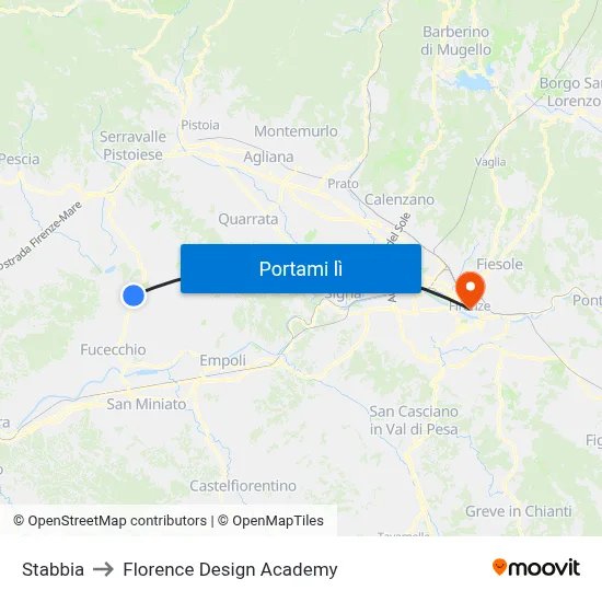 Stabbia to Florence Design Academy map