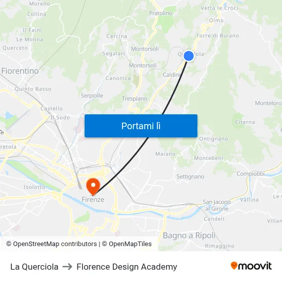 La Querciola to Florence Design Academy map
