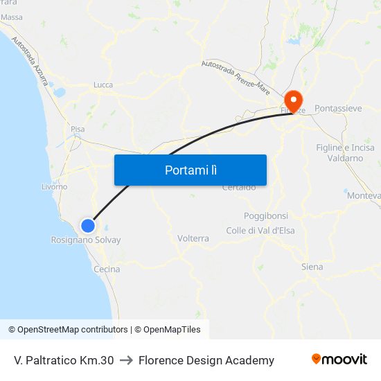 V. Paltratico Km.30 to Florence Design Academy map