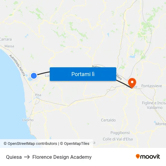 Quiesa to Florence Design Academy map