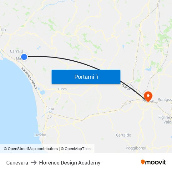 Canevara to Florence Design Academy map