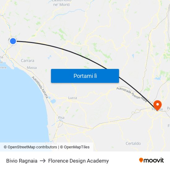 Bivio Ragnaia to Florence Design Academy map