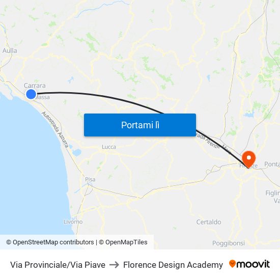 Via Provinciale/Via Piave to Florence Design Academy map