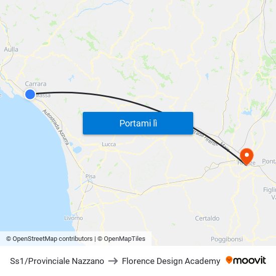 Ss1/Provinciale Nazzano to Florence Design Academy map