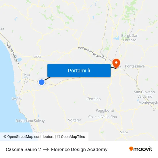 Cascina Sauro 2 to Florence Design Academy map