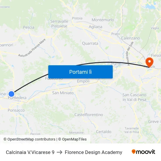 Calcinaia V.Vicarese 9 to Florence Design Academy map