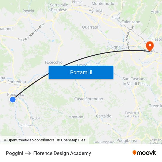 Poggini to Florence Design Academy map