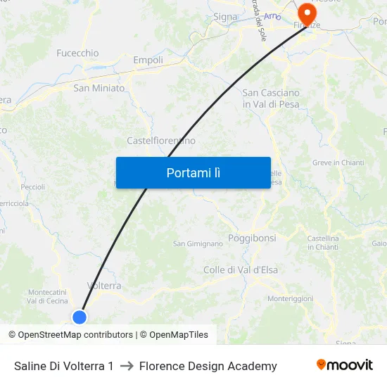 Saline Di Volterra 1 to Florence Design Academy map