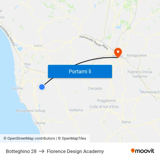 Botteghino 28 to Florence Design Academy map