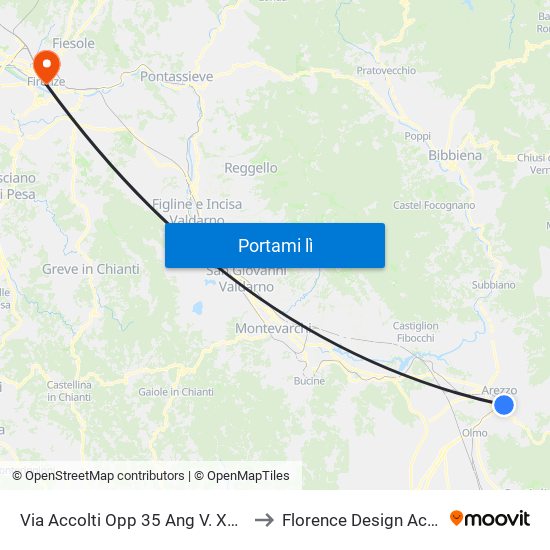 Via Accolti Opp 35 Ang V. XXV Aprile to Florence Design Academy map