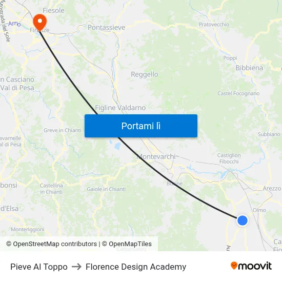Pieve Al Toppo to Florence Design Academy map
