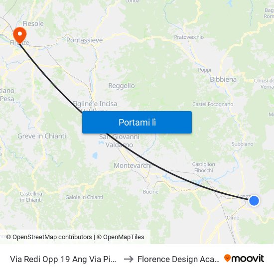 Via Redi Opp 19 Ang Via Pieraccini to Florence Design Academy map